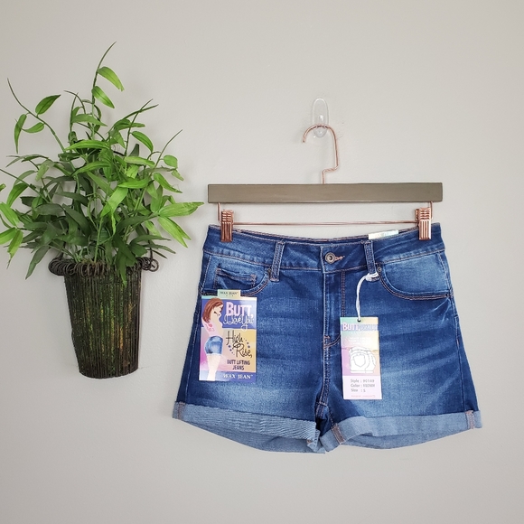 Wax Jean Pants - Wax Jean Butt I Love You High Rise Push Up Lifting Jean Rolled Shorts S Small